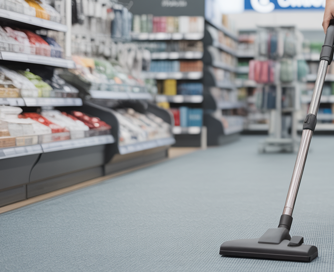 Retail carpet vacuuming and floor maintenance